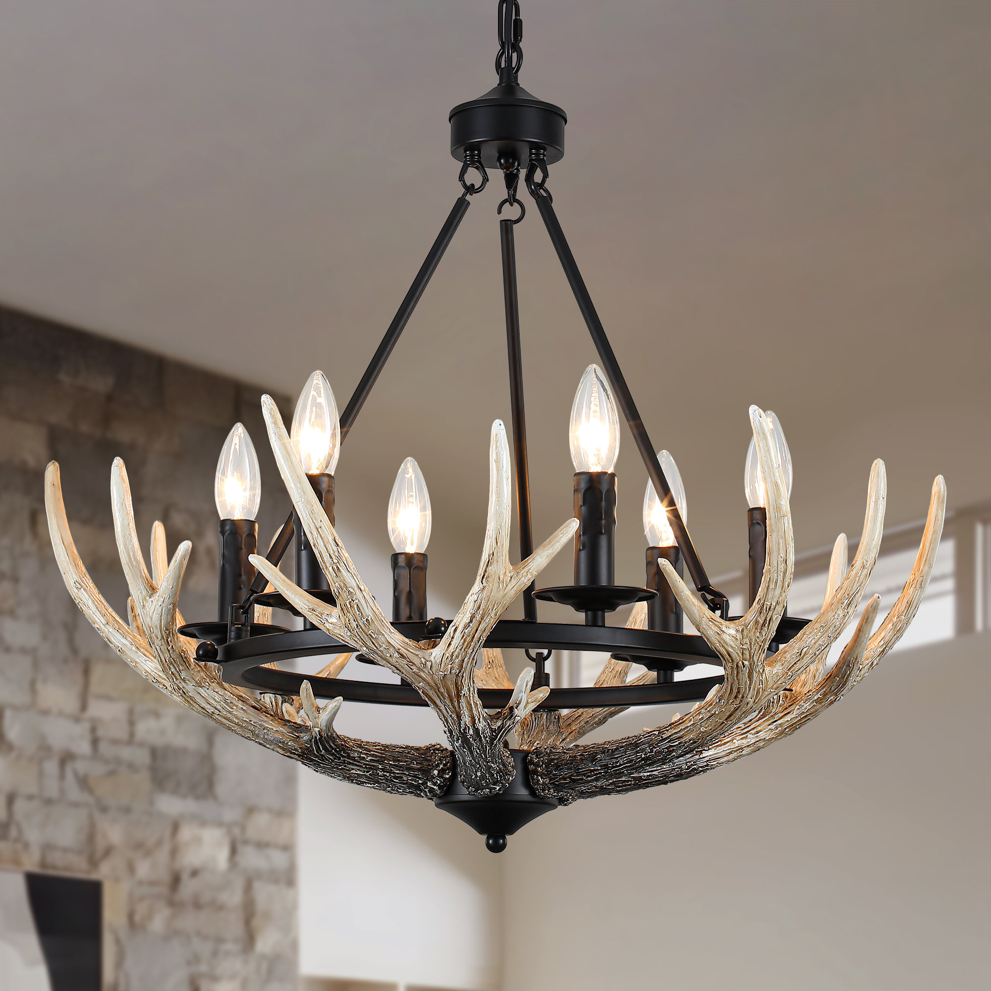 Millwood Pines 6 - Light 23.6'' Dimmable Rustic Farmhouse Style Resin ...