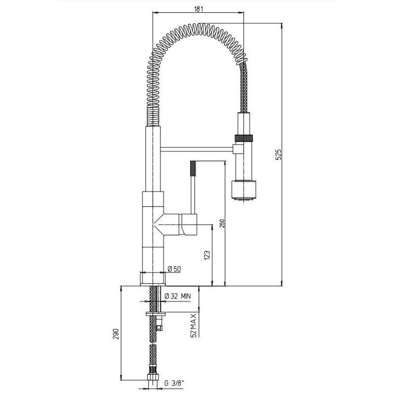 Piralla Cox Pull Down Kitchen Faucet, Brushed Nickel