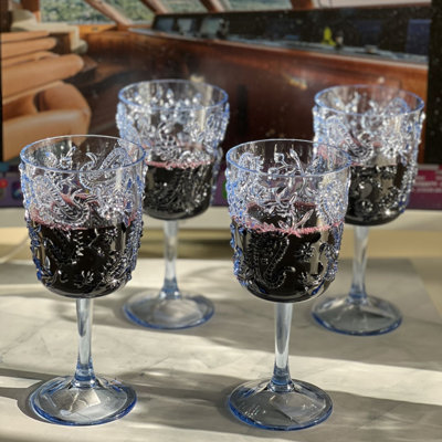 Paisley Plastic Wine Glasses Set Of 4 (13oz), Bpa Free Acrylic Wine Glass Set, Unbreakable Red Wine Glasses, White Wine Glasses