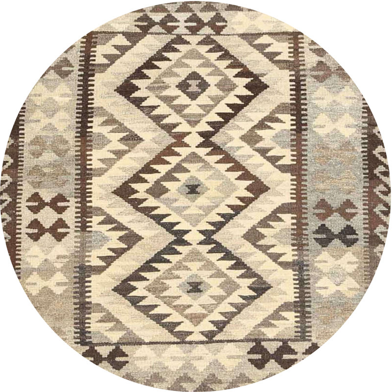 Tapis beige/brun contemporain, Rond 4 pi