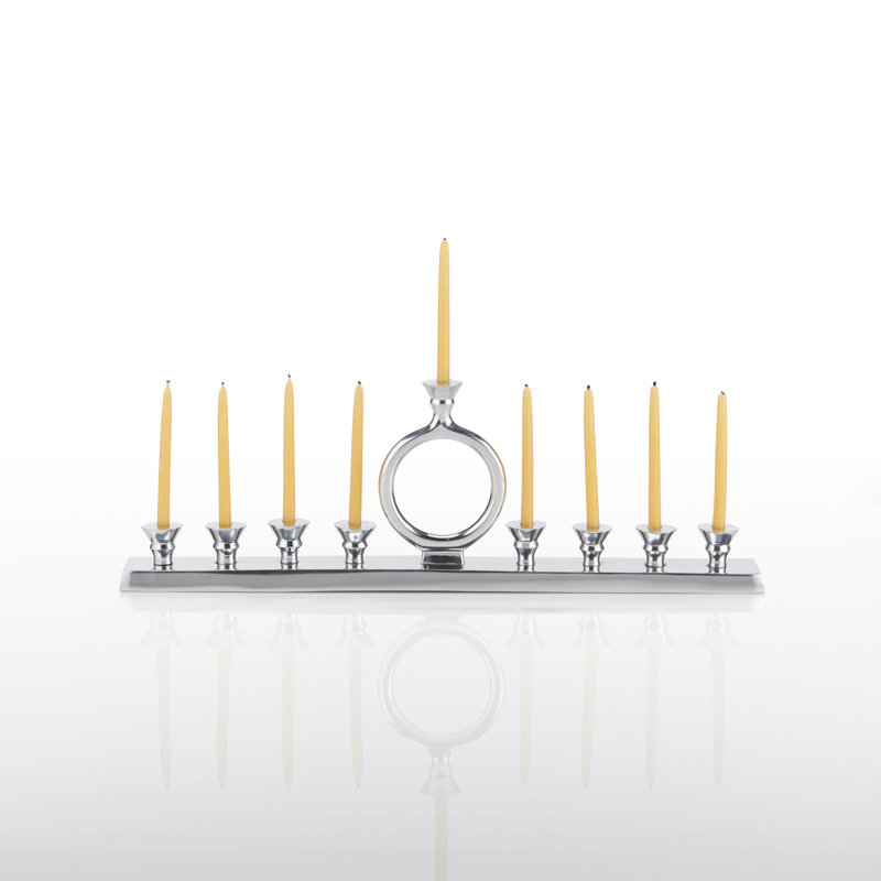 O' Menorah Metal Candelabra, Silver