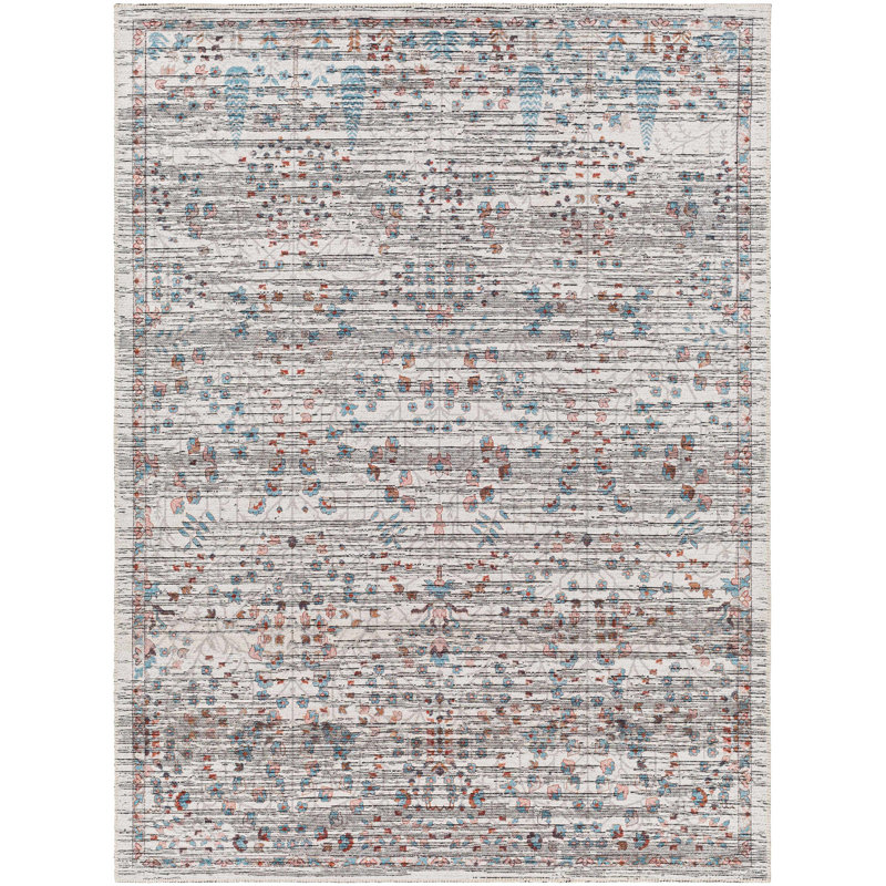 Arrae Blue Machine Washable Area Rug, Rectangle 9'10" x 13'