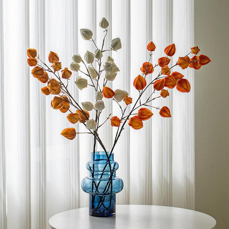Transparent Blue Bubble Glass Vase