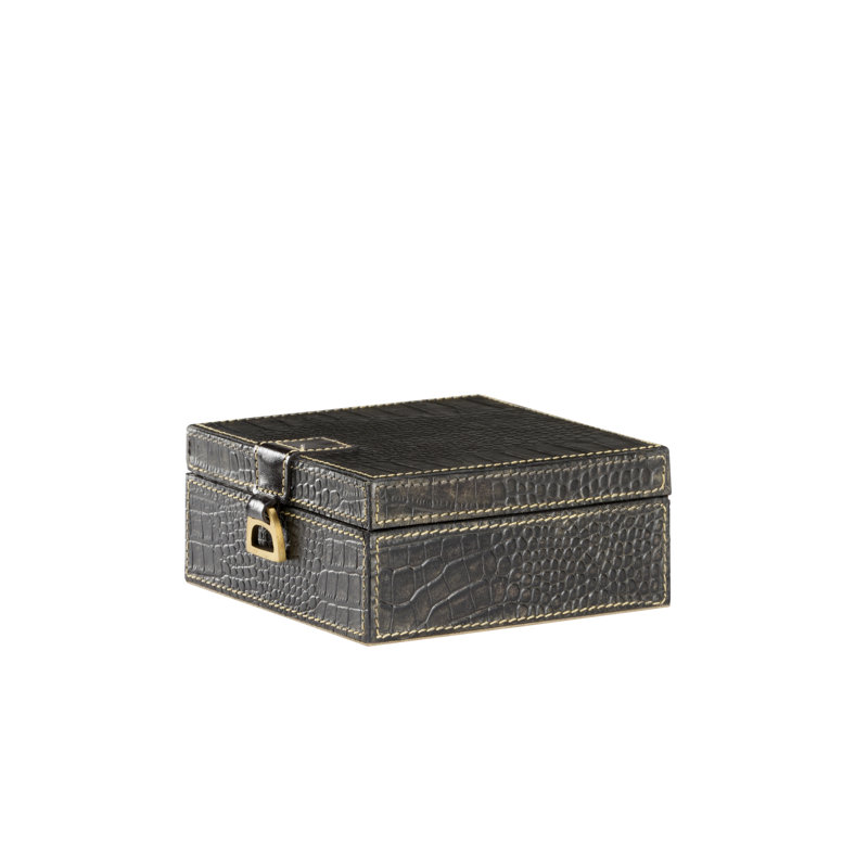 Croc Decorative Box, 2.8" H x 6" W x 6" D