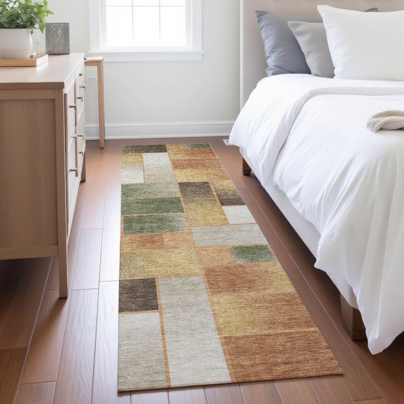 Tapis géométrique intérieur / extérieur lavable à la machine Chantille ACN2709, Cuivre