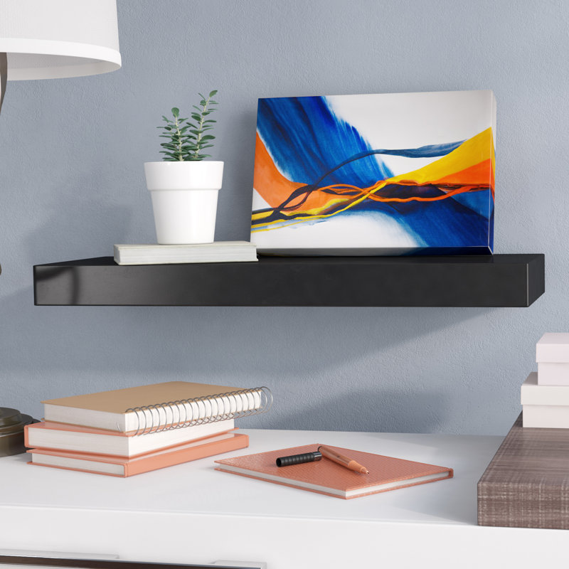 Bovina Floating Shelf, Black, 2" H x 24" W x 9.25" D