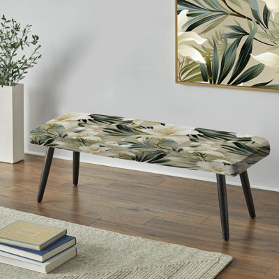 Neutre Oasis Ii - motif tropical I - Banc rembourré noir Tropical