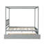 Lit à baldaquin pleine grandeur avec lit gigogne simple, cadre de lit plateforme en bois massif pour enfants avec tête de lit, aucun sommier nécessaire de couleur grise, lit