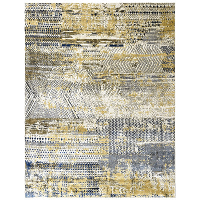 Tapis beige abstrait en laine 8 pi 10 po x 11 pi 10 po