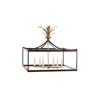 Majestic Palm 6 - Light Dimmable Lantern Square / Rectangle Chandelier