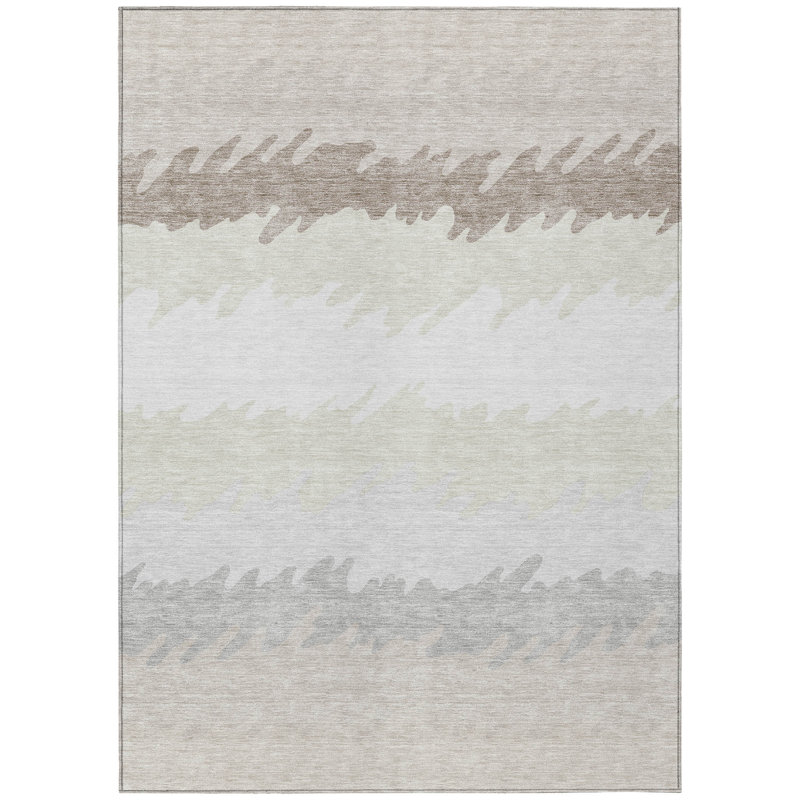 Neysa Washable Striped Indoor / Outdoor Rug, Rectangle 9' x 12'