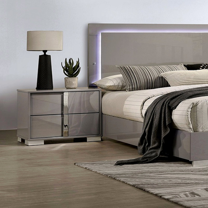 Table de chevet contemporaine classique taupe clair (table de chevet), Taupe