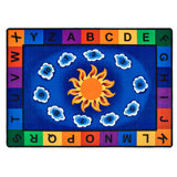 Sunny Day Learn Play Literacy Classroom Tufted Blue/Red Area Rug