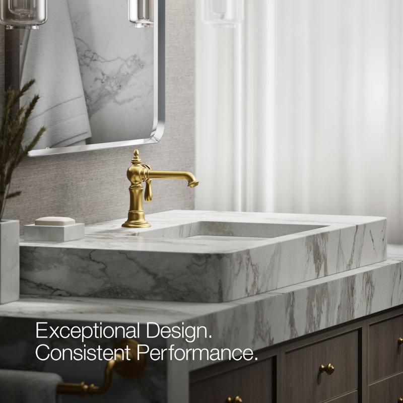 Artifacts® Single Hole Bathroom Faucet with Drain Assembly, Brushed Brass