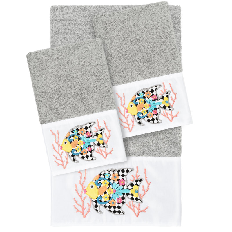 FELIZ 3 Piece Turkish Cotton Towel Set, Light Gray