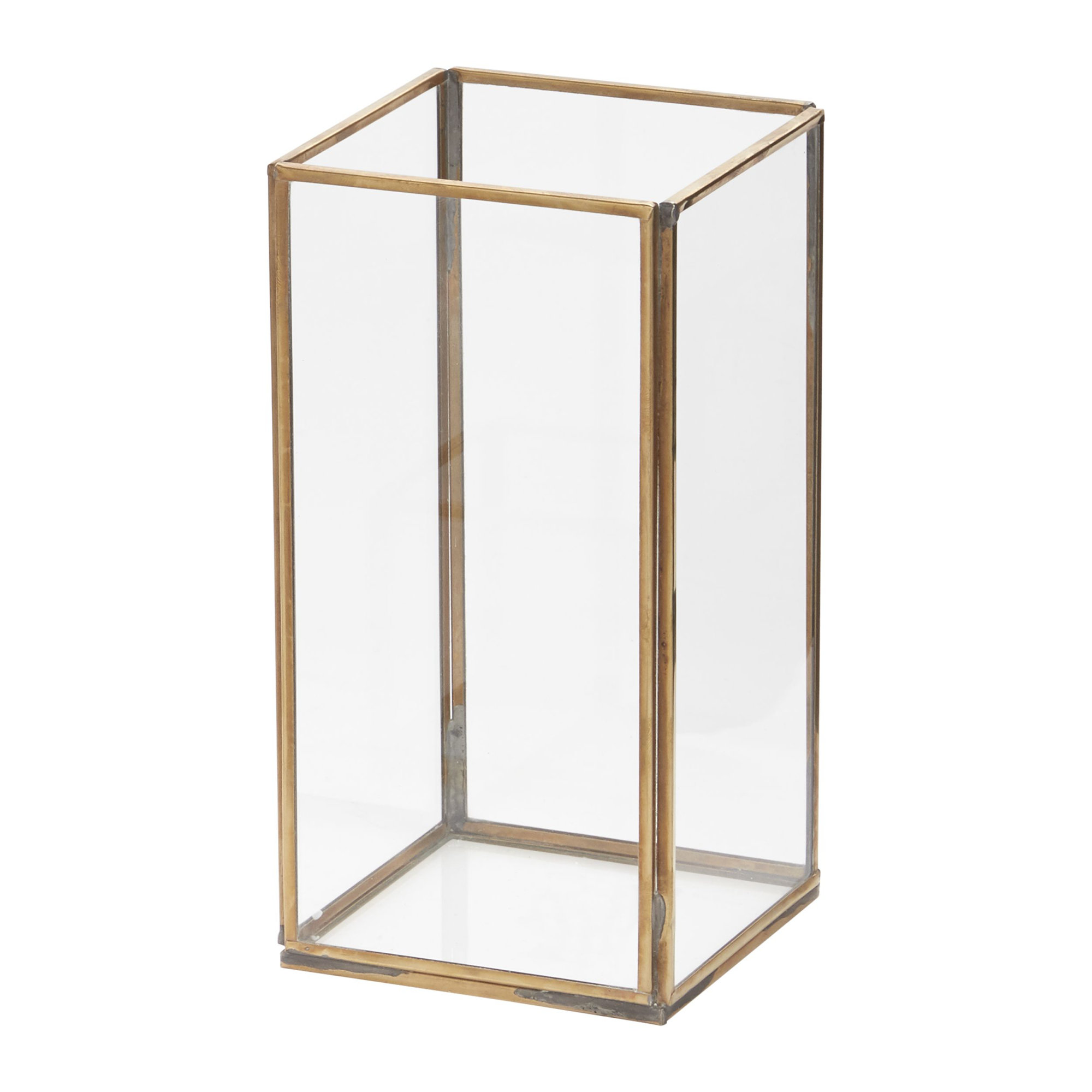 Metal Tabletop Lantern, 8" H x 4" W x 4" D