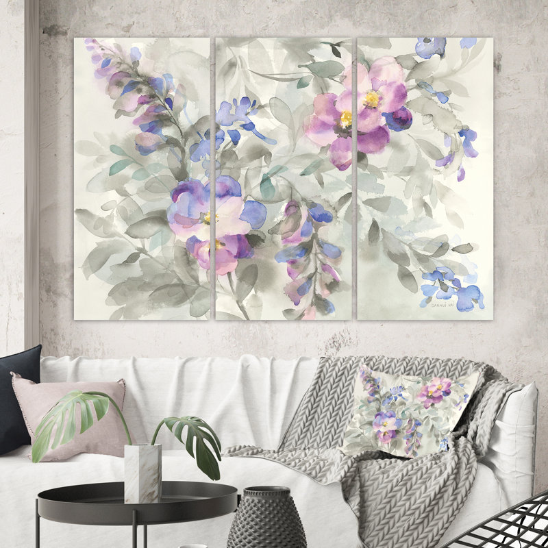 « jardin rêves fleur », reproduction d’image multi-pièces sur toile tendue, H 28 po x l 36 po x P 1 po