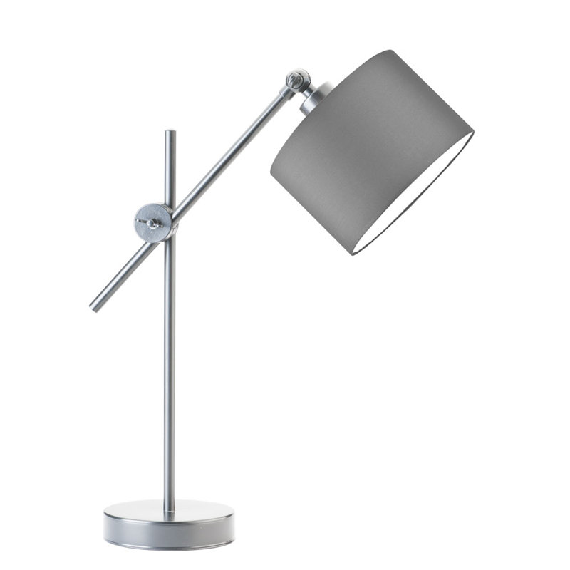 Gartha Adjustable Metal Desk Lamp, Silver, Steel Grey