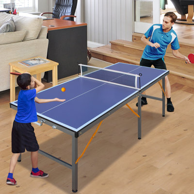 Mid-Size Table Tennis Table Foldable & Portable Ping Pong Table Set for Indoor Games with Net