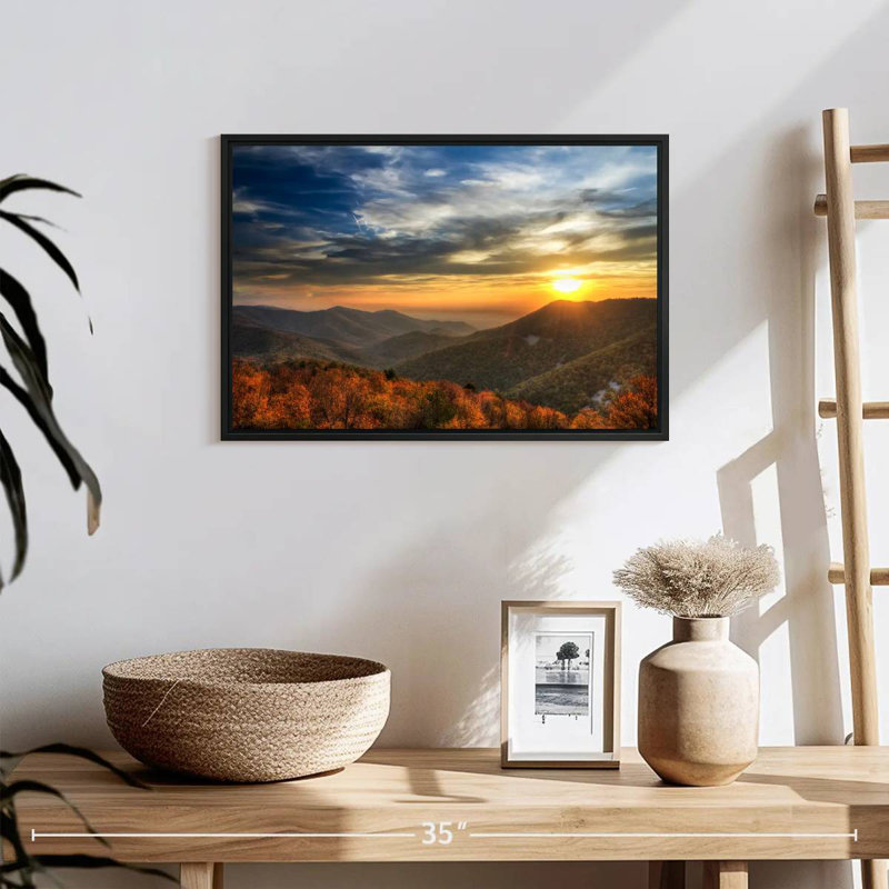 Shenandoah Sundown, 19 po x 13 po, Cadre flottant noir