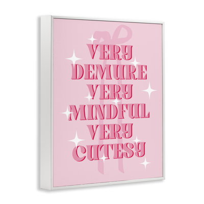 Giclée encadrée rose Demure Mindful & Cutesy, design par Lil 'Rue