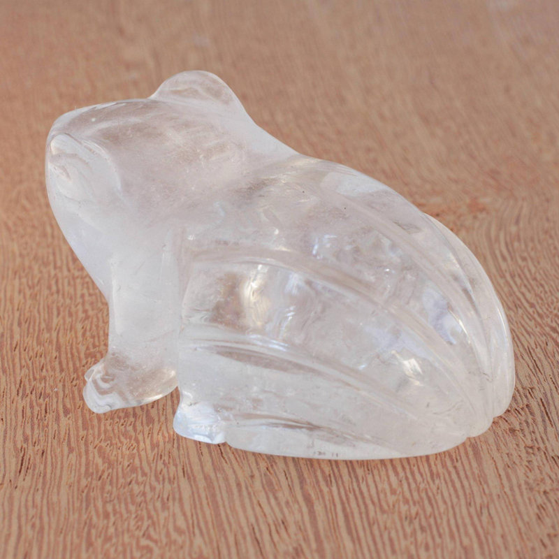 Gemstone Frog Quartz Brazil Figurine, Clear