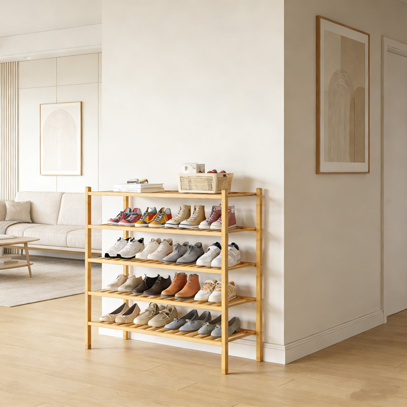 Range-chaussures empilable en bambou, 31,3 po H x 33,85 po L x 11 po P