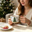 Ensemble de 4 tasses de Noël en céramique ALOFMO (30 cl), service à café festif pour 4 personnes
