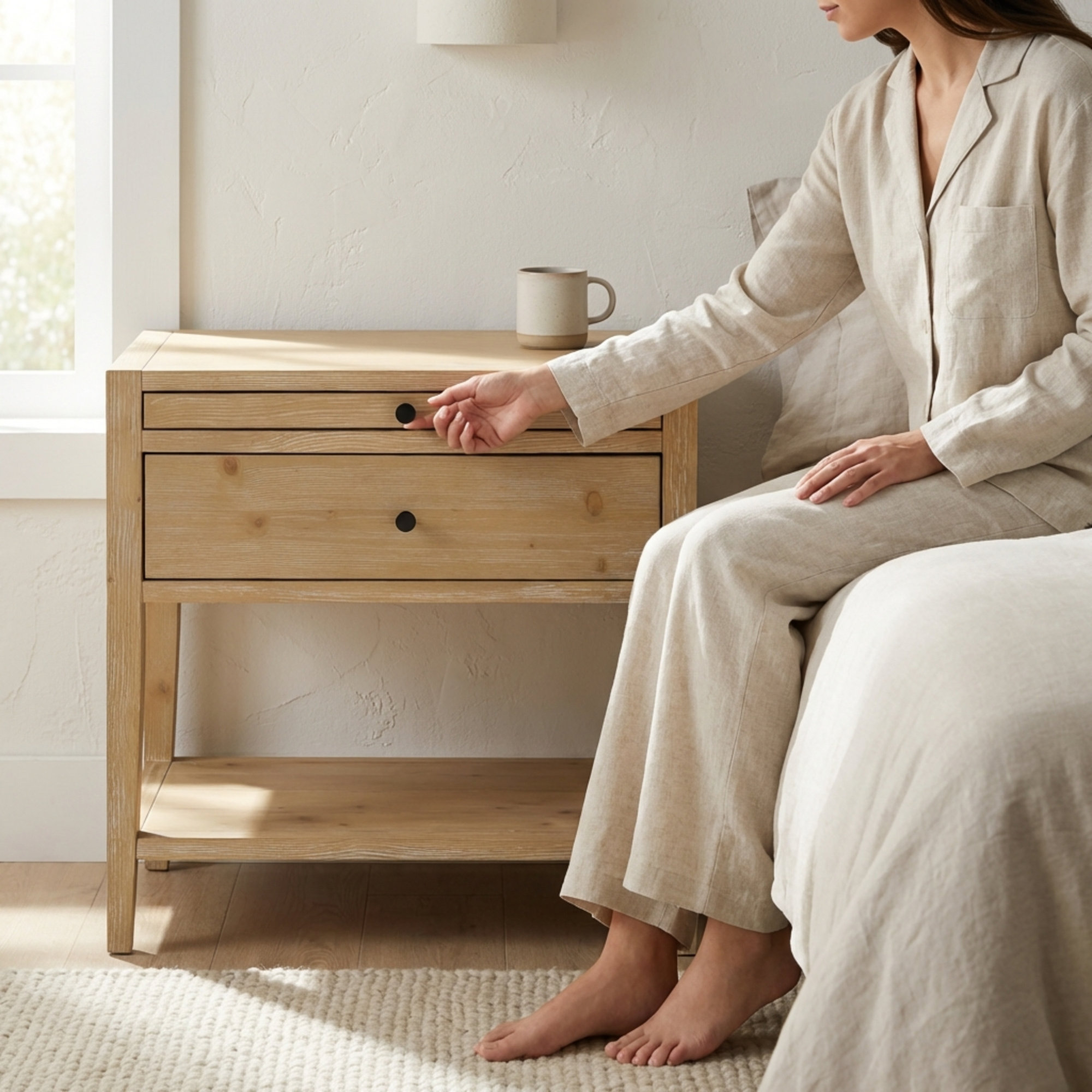 Pecor 1-Drawer 25" Nightstand, Natural