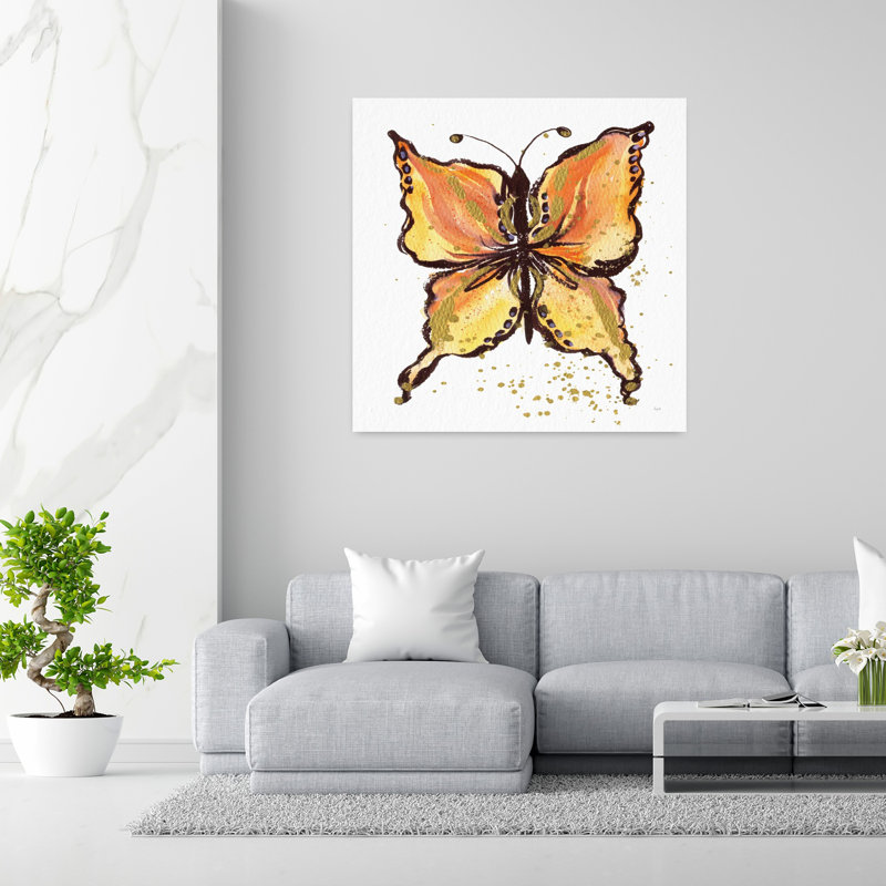 Art contemporain bijou papillon II avec animaux, H 48 po x l 48 po