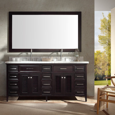 Hamil 73 " W Freestanding Standard Free Standing 2 Double With Marble Top with Mirror