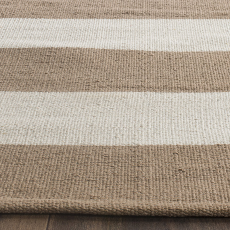 Tapis rayé en coton tissé à la main Dirit, Rectangle 4 pi x 6 pi