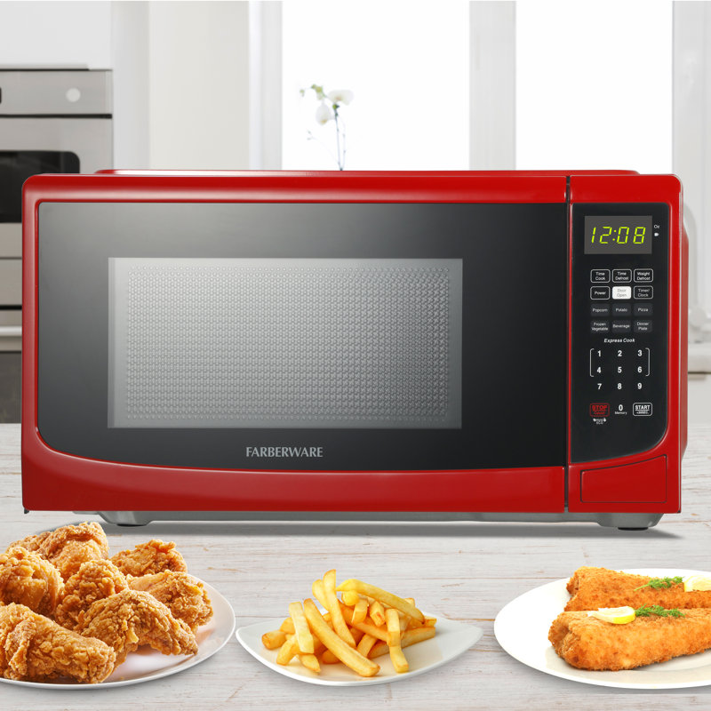 Farberware Countertop 0.7 Cu. Ft. 700-Watt Countertop Microwave Oven, Red, Red