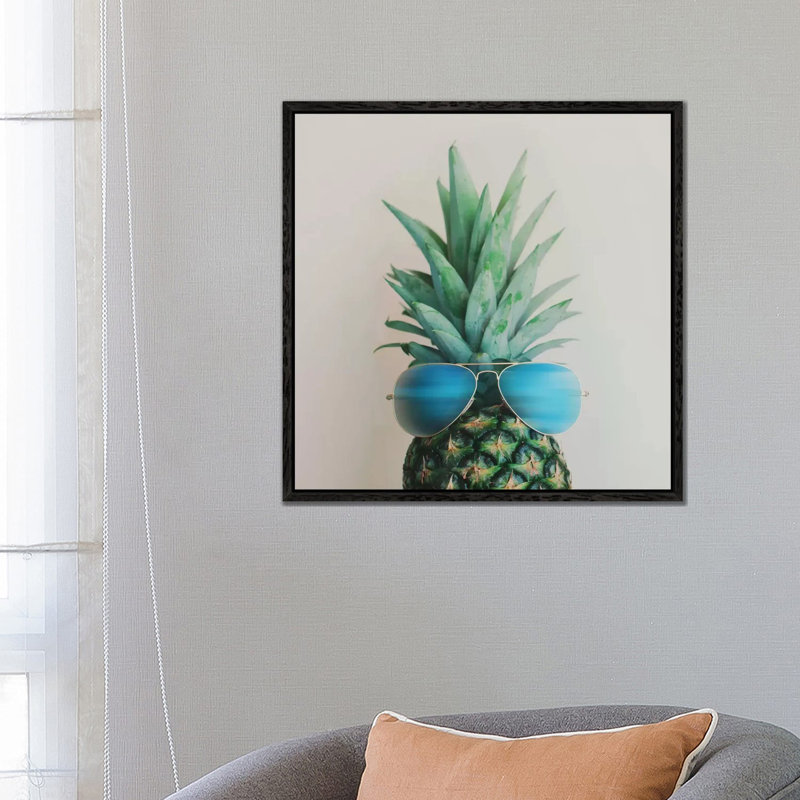 Pineapple In Paradise by Chelsea Victoria - Print on Canvas, 66.04 cm H x 66.04 cm W, Black Framed