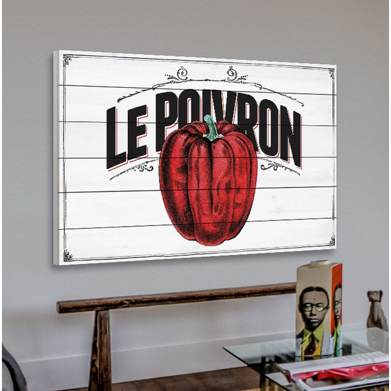 French Produce Pepper - Reproduction de publicité sur toile tendue, H 30 po x l 45 po x 1,5 po