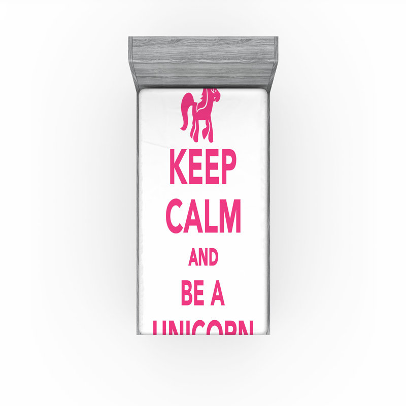 Ensemble de 2 draps-housse Ambesonne Keep Calm Be a Unicorn, Drap-housse de taille simple