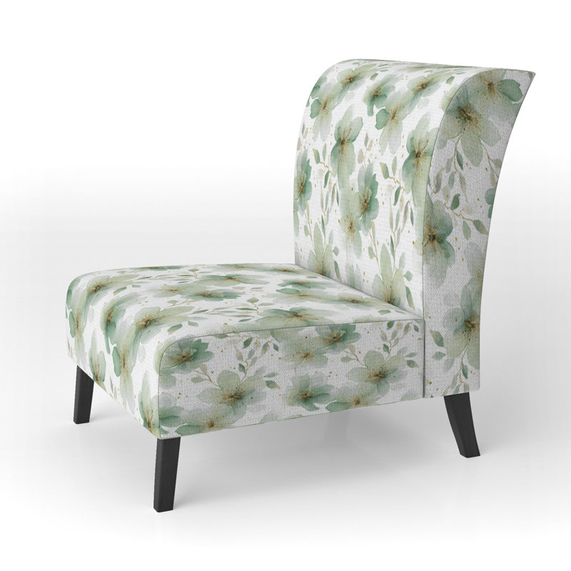 Fauteuil de chambre Floral - fauteuil rembourré vert Whisper, Pantoufle sans accoudoirs