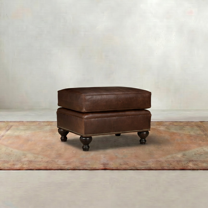 Repose-pieds en cuir véritable Hampton, Cuir véritable Bistro Rustic