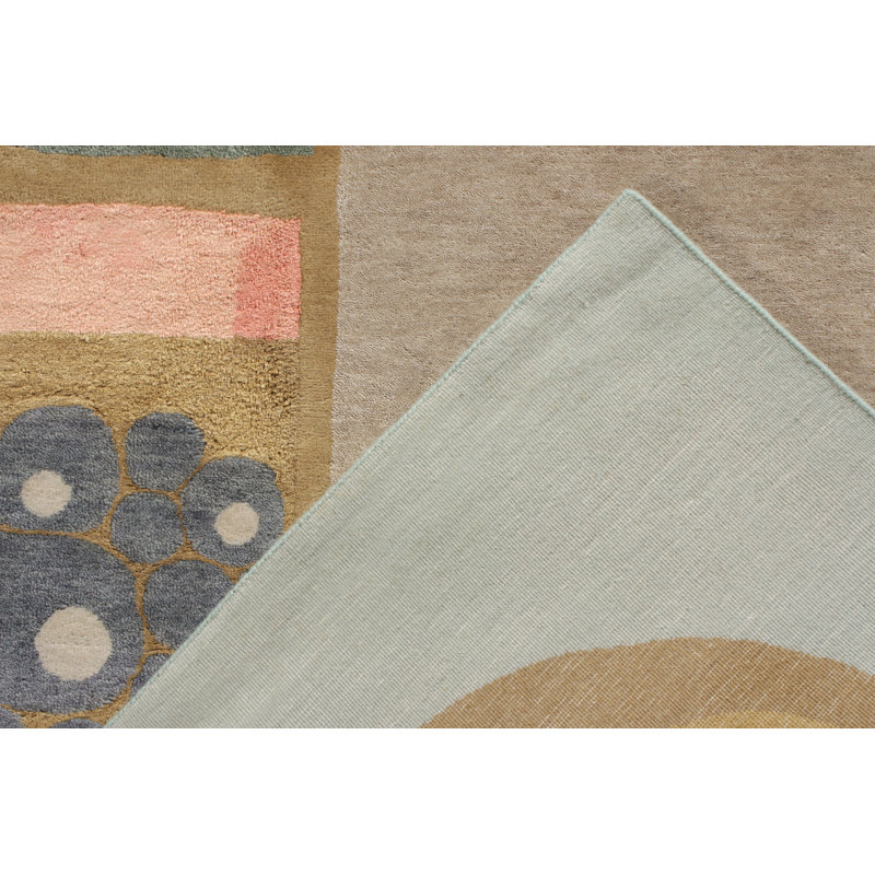 Hand Knotted Geometric Area Rug, Rectangle 6' x 9'
