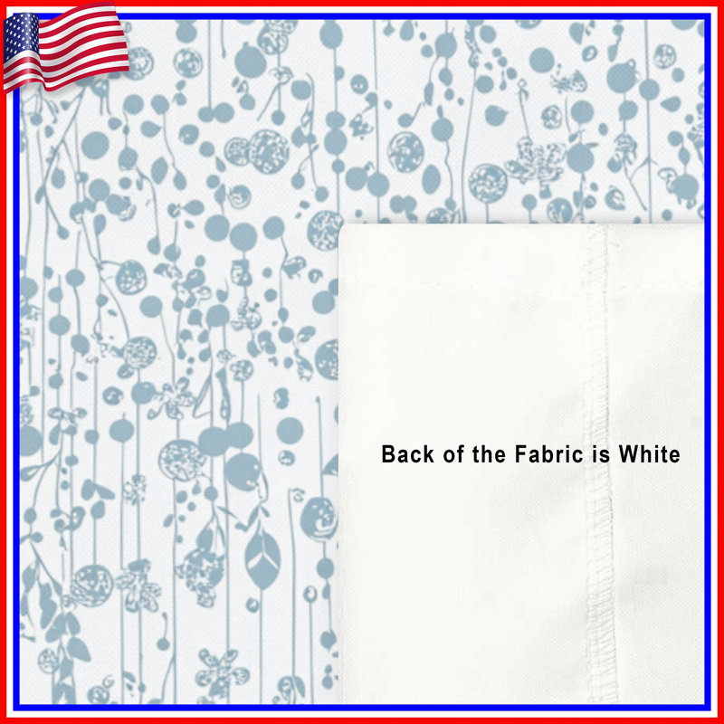 Rideau de douche à motif floral scandinave, 73"H x 70"W, Motif floral bleu