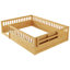 Structure de lit double, rails hauts, bois naturel avec rangement, lit d’exploration, profil bas à DEL pour l’autonomie