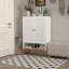 Armoire à chaussures à double porte Grid, trois compartiments réglables pour un rangement flexible, compartiment à langer creux suspendu, conception inférieure à 15 cm résistante à l'humidité