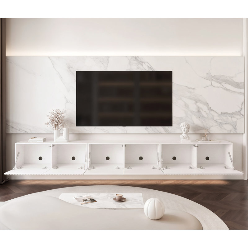 TV Stand for TVs up to 88", White Matt