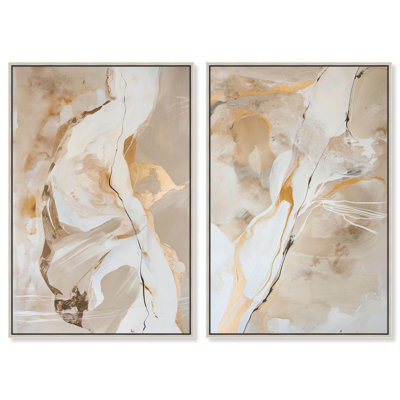 Mystic Reviere Set Canvas Set of 2 Neutral Art by 