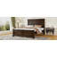 Grand lit de style traditionnel en bois de pin de 83,7 x 64,9 x 52,8 pouces, brun riche, avec tête de lit USB et cadre renforcé