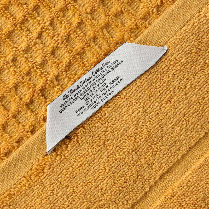 Hiyabel Zero Twist Cotton Solid Waffle Honeycomb Plush Soft Absorbent Medium Weight Bath Sheet, Gold