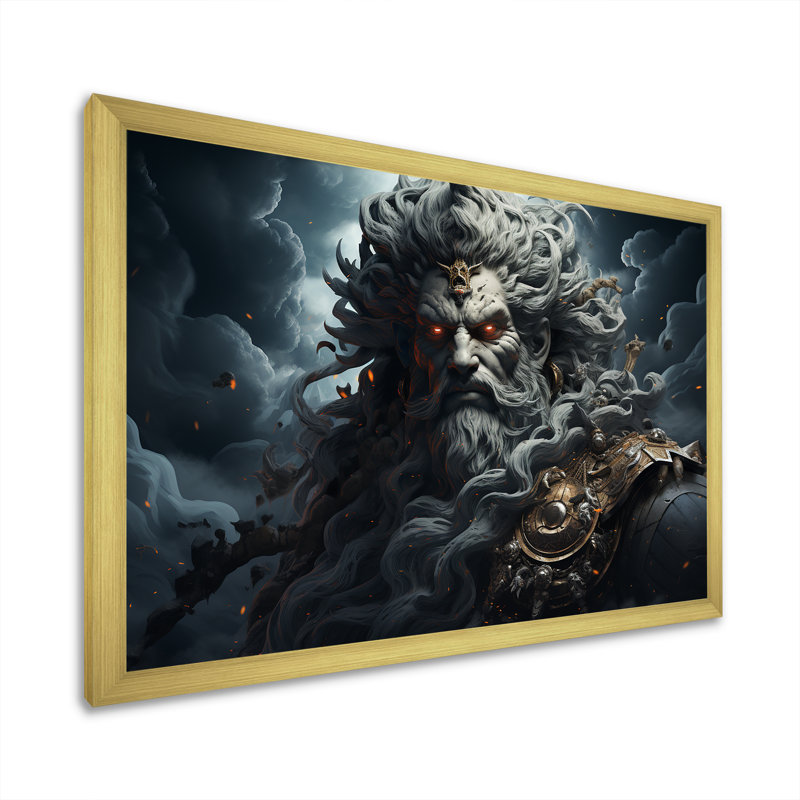 «Hinduism Indras God», reproduction sur toile, Cadre doré simple, H 34 po x l 44 po x P 1,5 po
