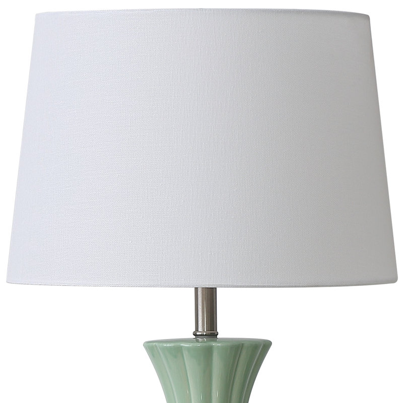 Ensemble de 2 lampes de table 25,5 "en céramique verte moderne, Vert