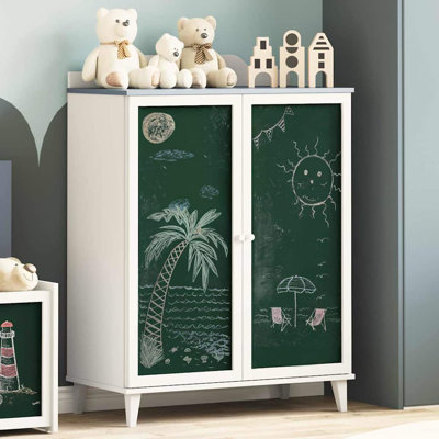 Cabinet with Two Doors and Chalkboard Front ROROS Sideboard Storage