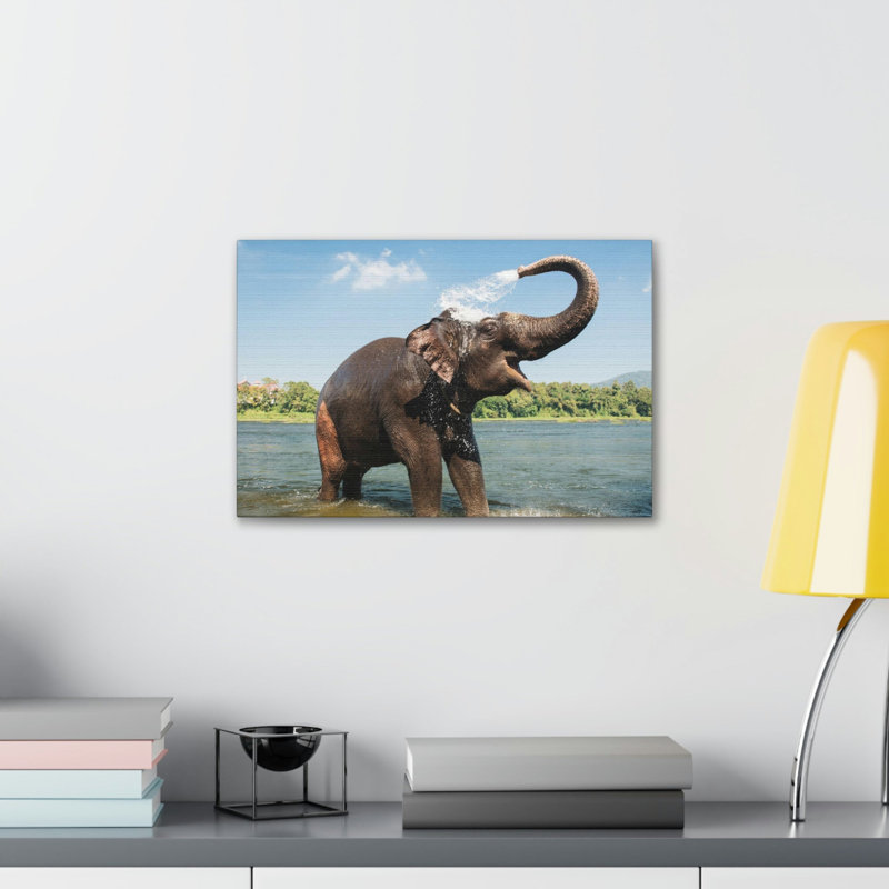 Impression d'art majestueux éléphant d'Asie, H 12 po x l 18 po